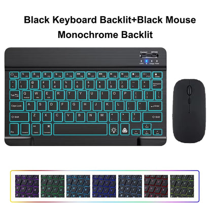 10inch Backlight Bluetooth Keyboard Mouse For IOS Android Windows, Backlit Keyboard For iPad, Wireless Keyboard For Samsung Tablet