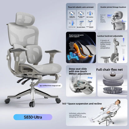 Stable Ergonomic Office Chair with Lumbar Support, Adjustable Height Computer Chair, Gaming Chair with Waist Protection, Swivel Desk Chair