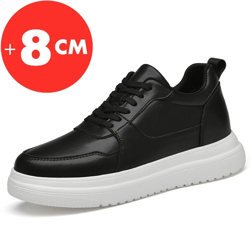 Big Size Lift Men Sneakers Elevator Shoes Heightening Height Increase Insole 7-8CM High Heels Shoes Genuine Leather Sport Shoes
