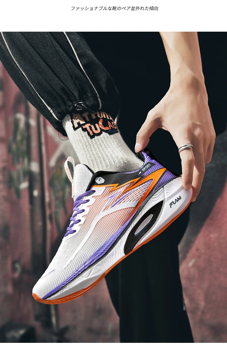 Scarpe sportive da running Marathon da uomo, con piastra in carbonio, cuscino d’aria, traspiranti e leggere, sneakers atletiche da donna comode e antiscivolo