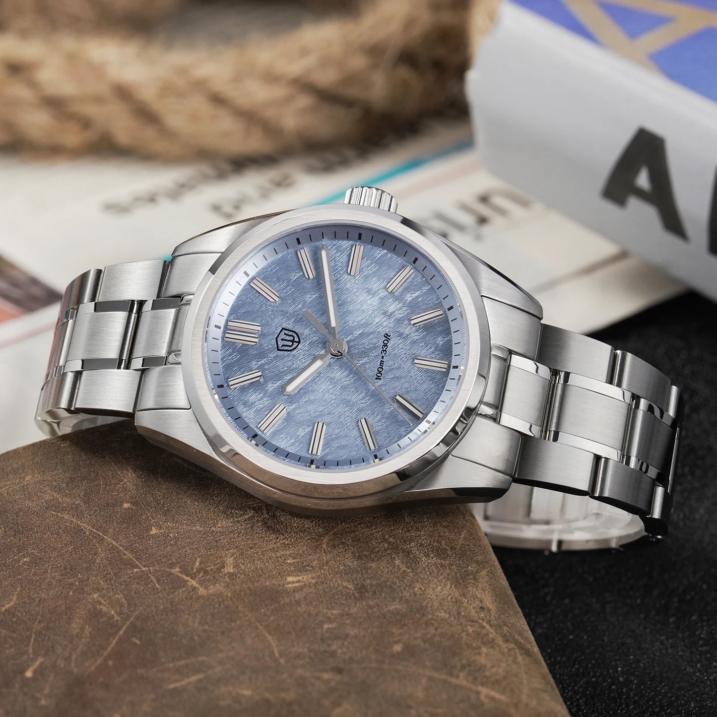 Watchdives New WD0003B ‌Aventurine Dial Watch VH31 Quartz Movement Sapphire Crystal Luminous 100m Waterproof 36mm Vintage Watch