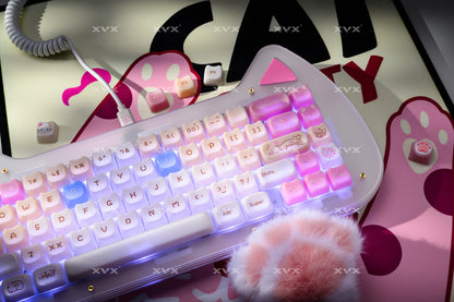 XVX 148 Keys Cat Theme Keycaps MAO Profile Key Cap Korean Glossy Cute Keycap for Keyboard 61 64 68 78 87 96 98 104 108