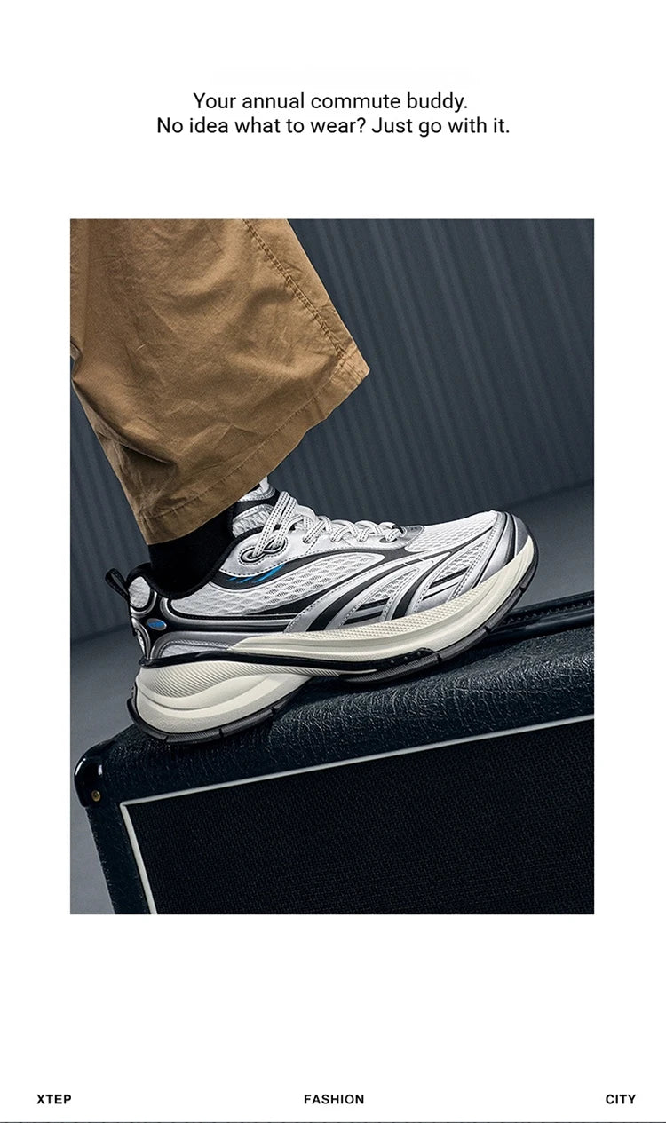 Xtep Basque 3 Men's Sneakers, Retro Fashion, Breathable Luxury Height-Increasing Sports Shoes, Spring 2026, Model 874219320001