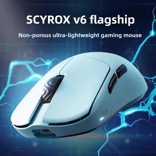 Ratón inalámbrico SCYROX V6 no poroso para esports, 40g, 750IPS, con receptor 8k, respuesta rápida, Pixart 3950, alta calidad, 8KHz, controlador web