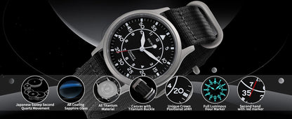 BERNY Titanium Men Quartz Watch AR Coating Sapphire Fashion Wristwatch Luminous VH31 Ultra-thin Wristwatch Waterproof 5ATM Watch