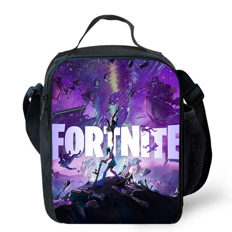 Cute Cartoon Lunch Bag Insulated Thermal Food Container Leakproof Reusable Fortnite Lunch Cooler Bag for Kids Student