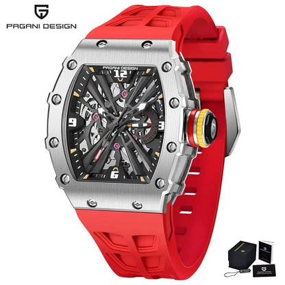 PAGANI DESIGN 42 MM Herren-Skelett-Quarzuhr Japan VH65 Saphirglas Edelstahl 50M wasserdicht Armbanduhren PD1738 Neu