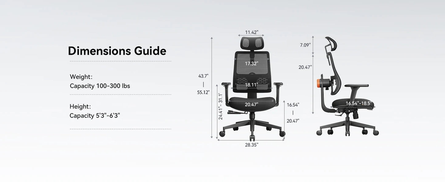 NEWTRAL MAGICH003 Ergonomic Office Chair, Auto-Following Backrest, Adaptive Lower Lumbar Support, Adjustable Headrest Seat Depth