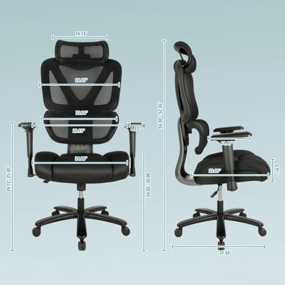 Desk Chair Ergonomic Office Chair with 135° Recline, 3D Breathable Nylon Net, Adjustable Neck & Lumbar Support, B