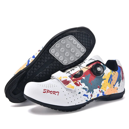 Lock-Free Cycling Shoes, Flat Pedal Shoes for Men, Bike Cleat Sneakers, MTB Bicycle Biking Shoes for Women, Breathable Indoor Boots