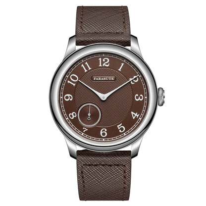 FARASUTE NEW Machinery Men Watch Salmon Dial St17 Manual Mechanical Watch Small Second Vintage Bonklip Bracelet