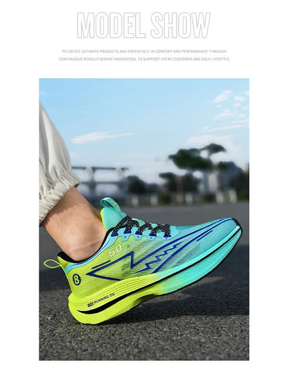 Men Sport Shoes Professional Cushioned Carbon Plate Running Shoes Breathable Lace-up Casual Sneakers Marathon Athletic Footwear