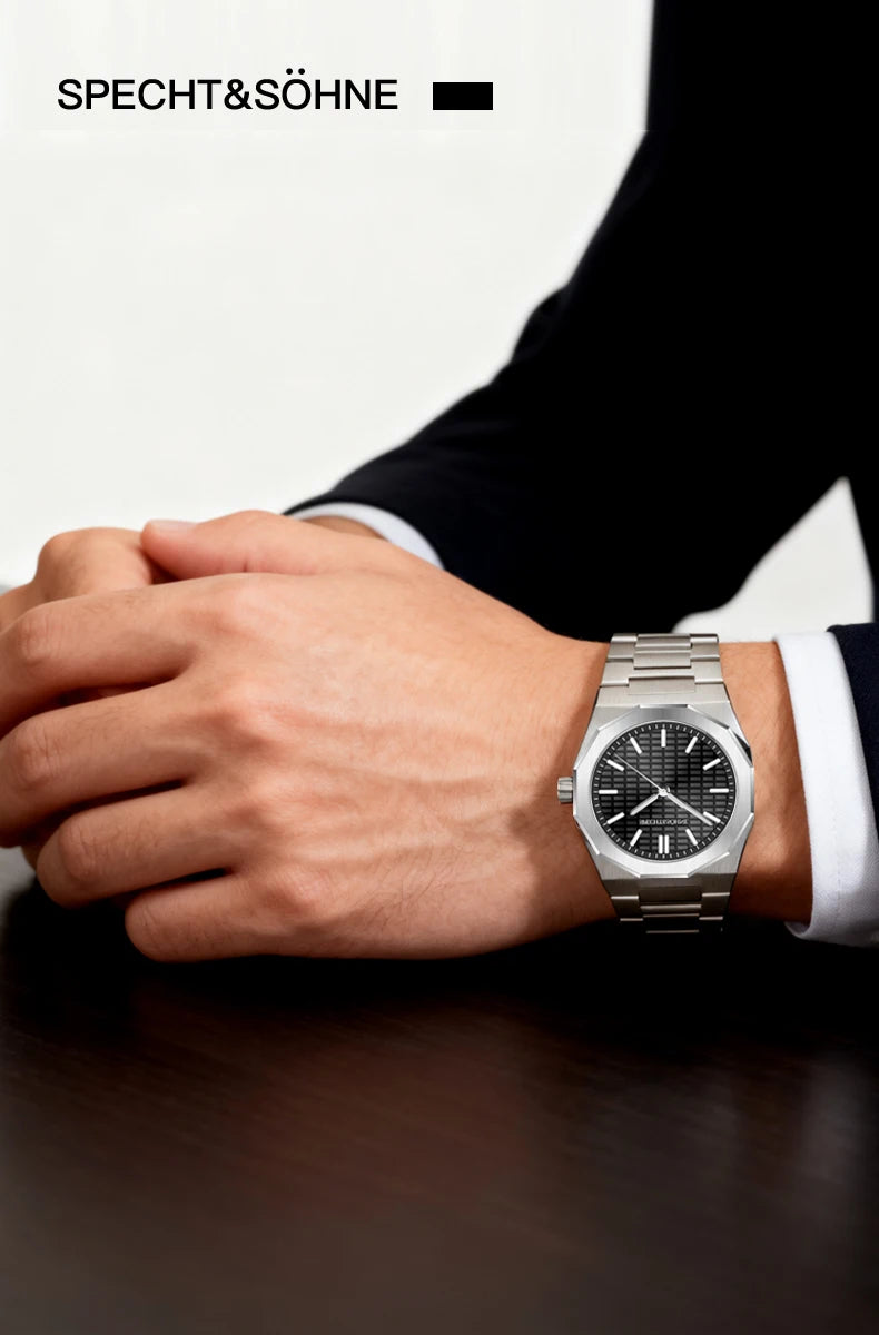New 2026 Fashion Rare Specht & Söhne Men's Watch Ultrathin 38MM Steel Sapphire Crystal VH31 Quartz Wristwatch Relogio Masculino