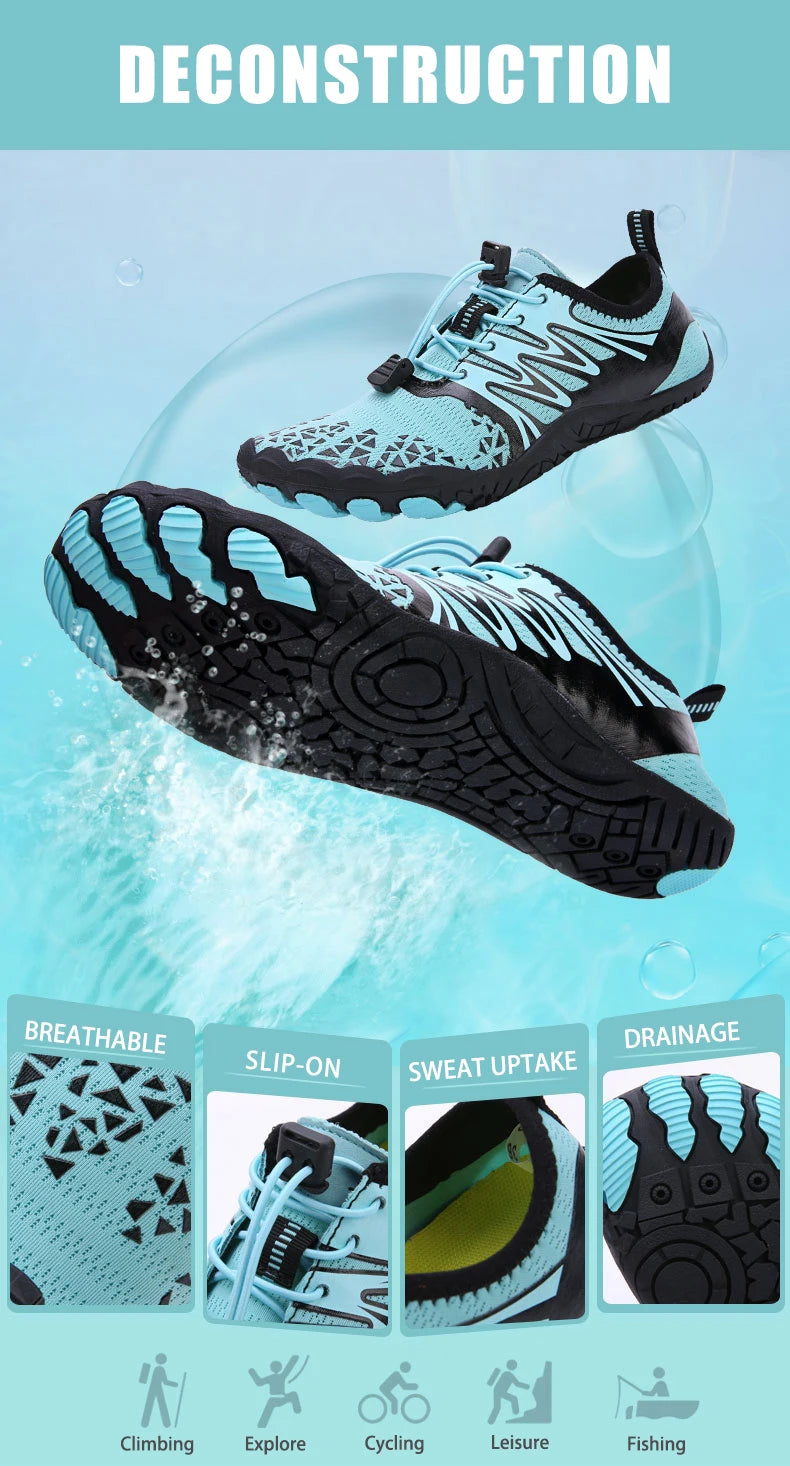 EOCENE Uomo Donna Scarpe acquatiche per sport all'aperto a piedi nudi: ad asciugatura rapida, per spiaggia, nuoto, fitness, guado, escursionismo, ciclismo, scarpe da ginnastica acquatiche