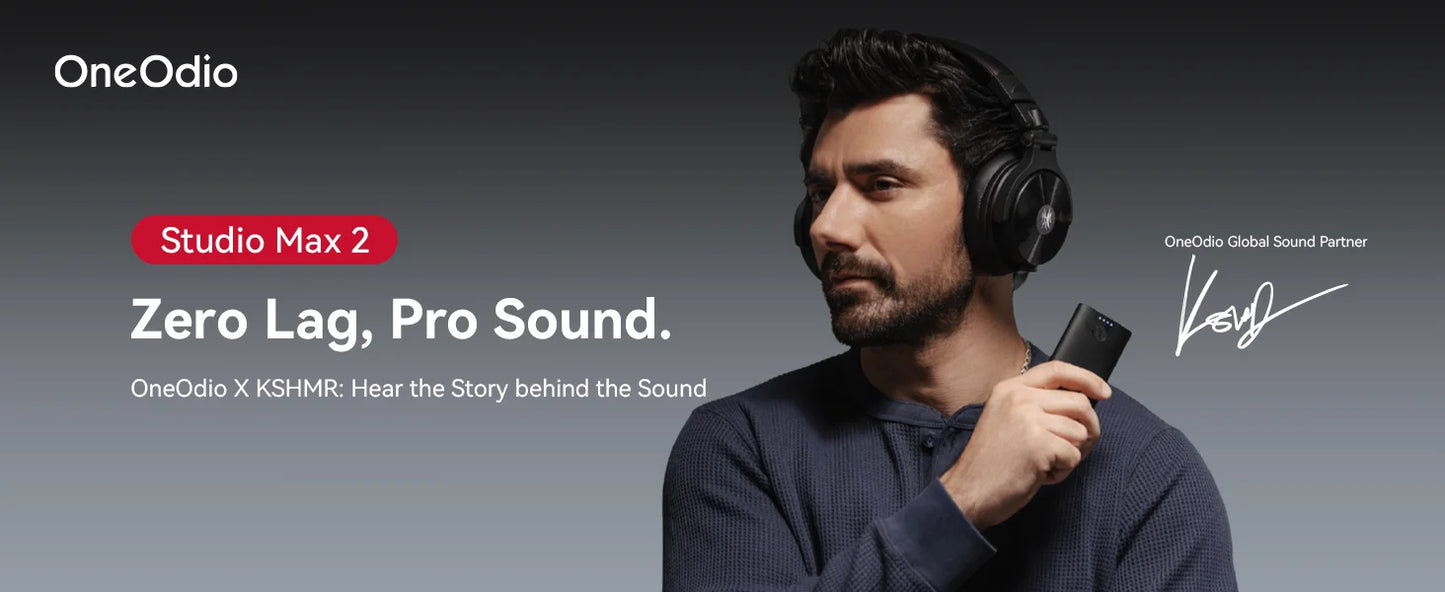 Cuffie DJ wireless OneOdio Studio Max Bluetooth 6.0 – latenza ultra bassa di 9ms, headset over-ear da monitoraggio studio Hi-Res LDAC con microfono