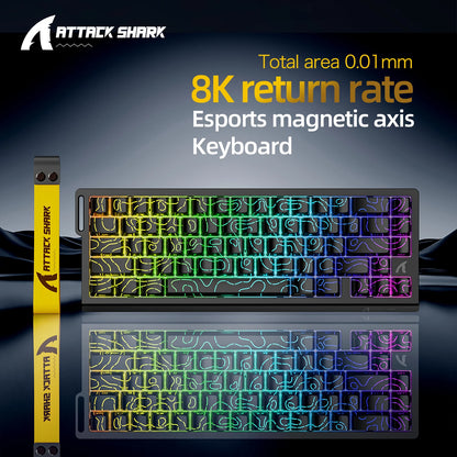 ATTACK SHARK X68HE Magnetic Keyboard Red Wired Mechanical for Pro Gaming 0.01mm Rapid Trigger 8000Hz SOCD/Rs 0.125ms 128K Rate