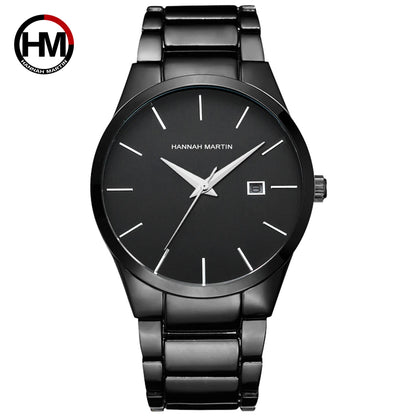 Ceas pentru bărbați Hannah Martin, carcasă din oțel inoxidabil, mecanism cu cuarț, cadran de 41 mm, stil profesional, cu afișaj calendar (imitație)