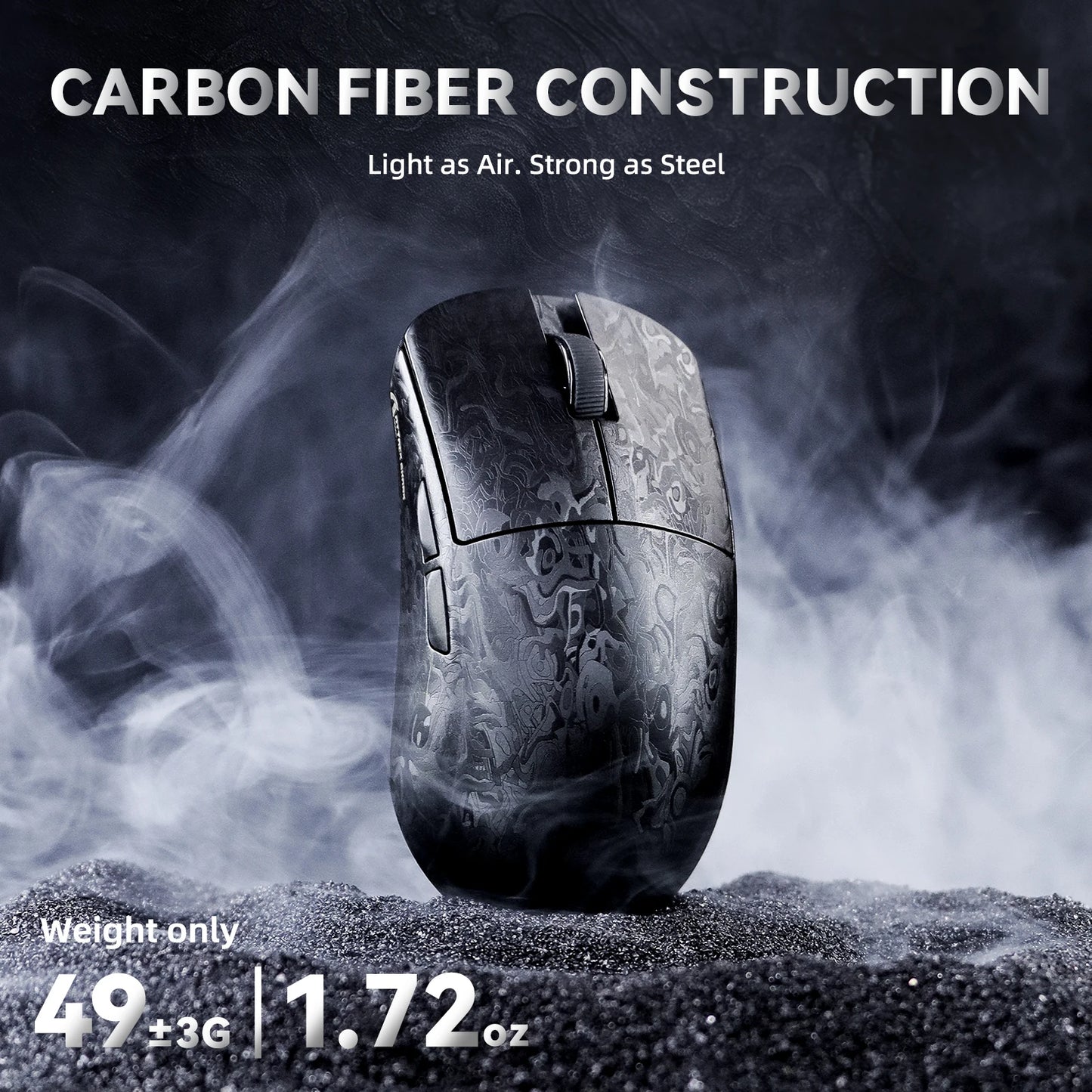 ATTACK SHARK R11 ULTRA Carbon Fiber Wireless Gaming Mouse, 8000Hz, PAW3950MAX, 42000DPI, 49g Lightweight, 20000FPS, Nordic 52840