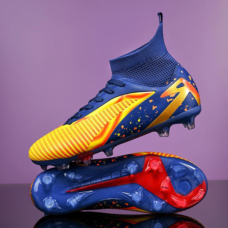 Nouvelles chaussures de football pour hommes, chaussures de sport, chaussures de futsal à cheville haute, chaussures de football de haute qualité, antidérapantes pour intérieur et extérieur, ultralégères, antidérapant