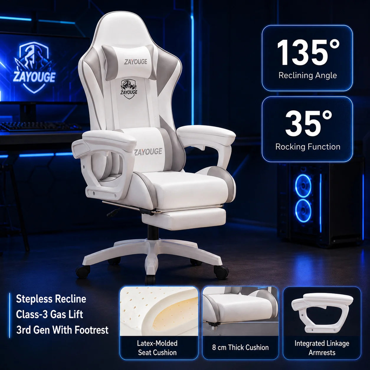 AOLIVIYA Gaming Reclining Office Chair Home Computer Rotating Lifting Backrest Internet Cafe E Sports Game Seat With Footrest