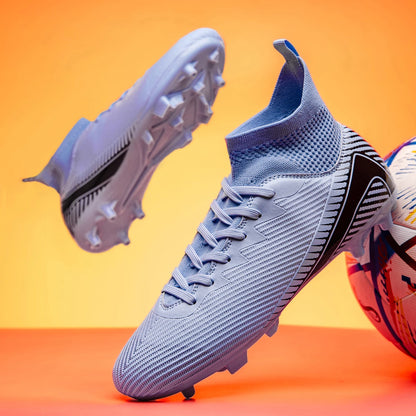 Chaussures de football pour adultes haute performance, unisexes, pour terrain extérieur et intérieur en gazon synthétique, avec crampons, chaussures de football pour garçons, semelles à crampons
