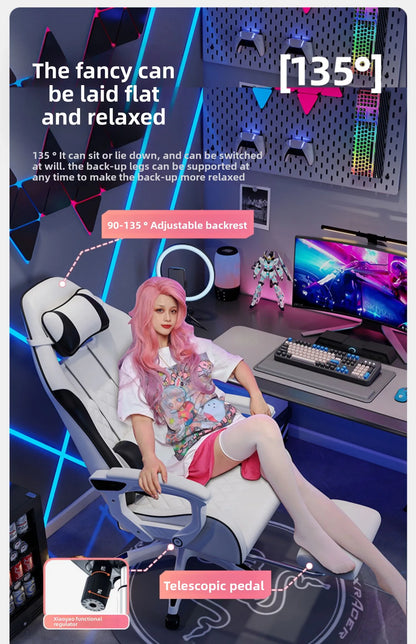 Sedia e-sport da uomo confortevole per sessioni prolungate, sedia da computer reclinabile per il relax, schienale