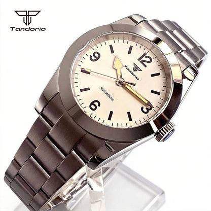 Tandorio Mechanical Automatic 36mm/39mm Explorer Style Watch Sapphire Glass Miyota 8215 or PT5000 Men's Wristwatch Glide Clasp