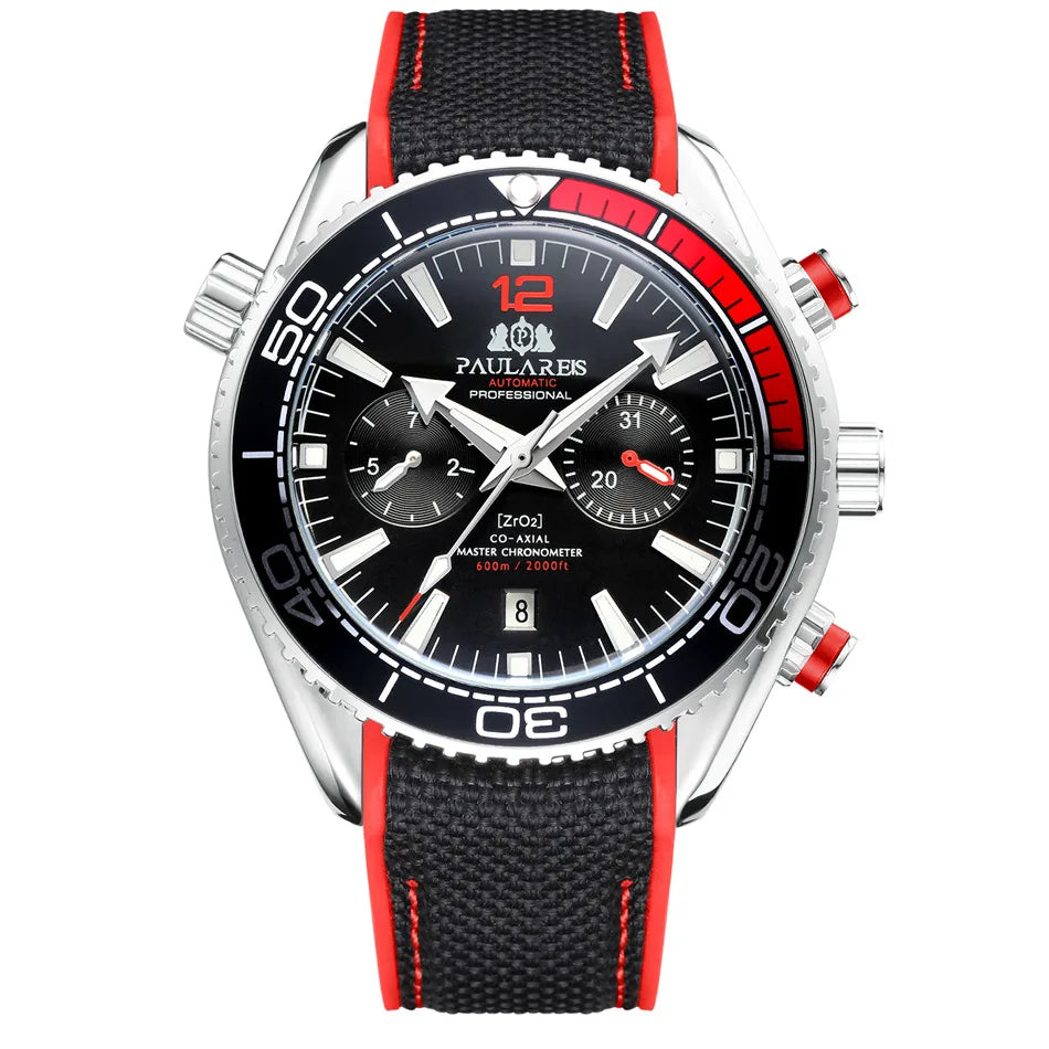 Classic Luxury Men Automatic Watch Multifunction Mechanical Wristwatch Rubber Strap Waterproof Week Date Watches Reloj Hombre