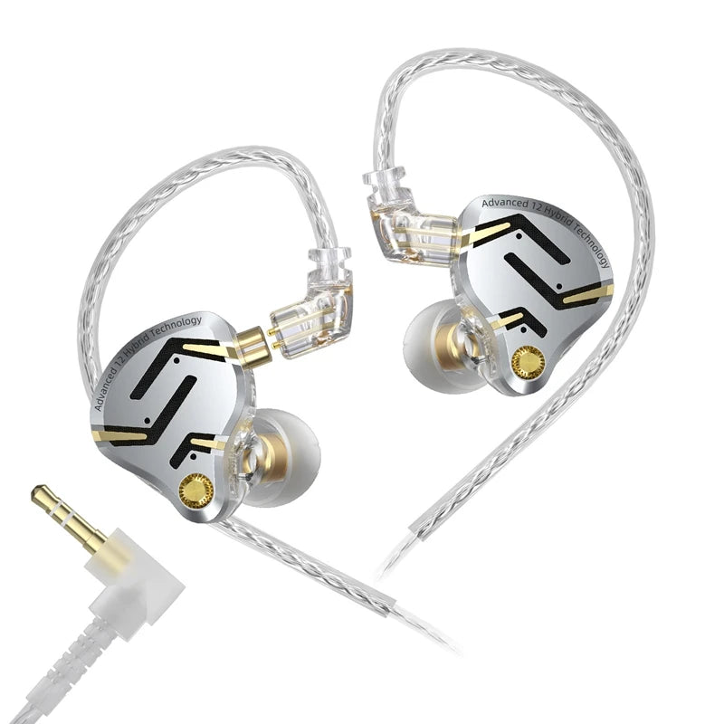 Auriculares IEM Híbridos KZ ZS12 PRO 2 – Auriculares Gaming HiFi com Fio, Graves Potentes e Drivers Superlineares
