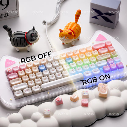 XVX 148 Keys Cat Theme Keycaps MAO Profile Key Cap Korean Glossy Cute Keycap for Keyboard 61 64 68 78 87 96 98 104 108