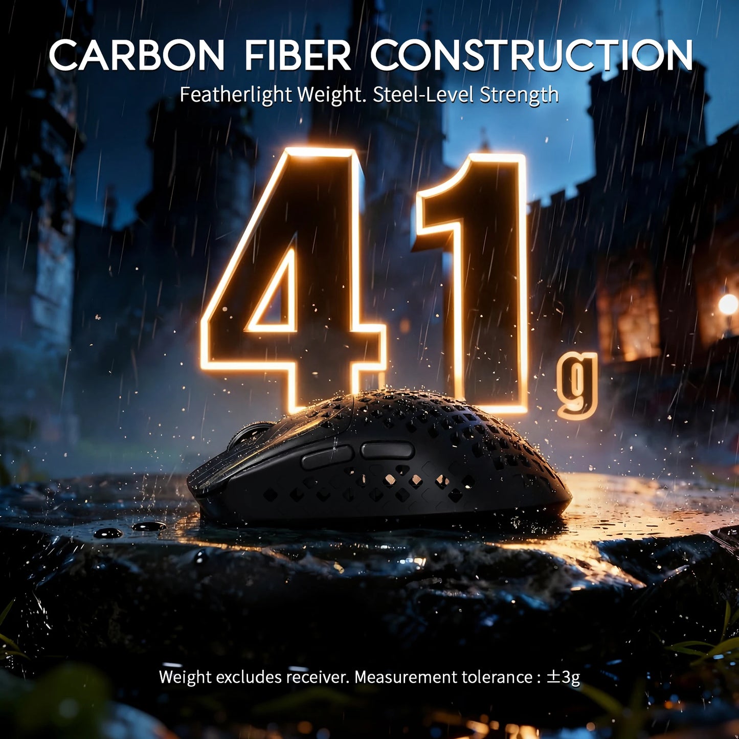 Ratón gaming inalámbrico ultraligero MAMBASNAKE M2, sensor PAW3395PRO 40000 DPI, fibra de carbono 41g, tri-modo