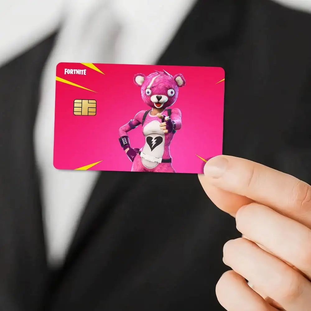 Autocolantes de cartões de jogo Fortnite Cuddle Team Leader para cartões bancários, película protetora impermeável, presente surpresa