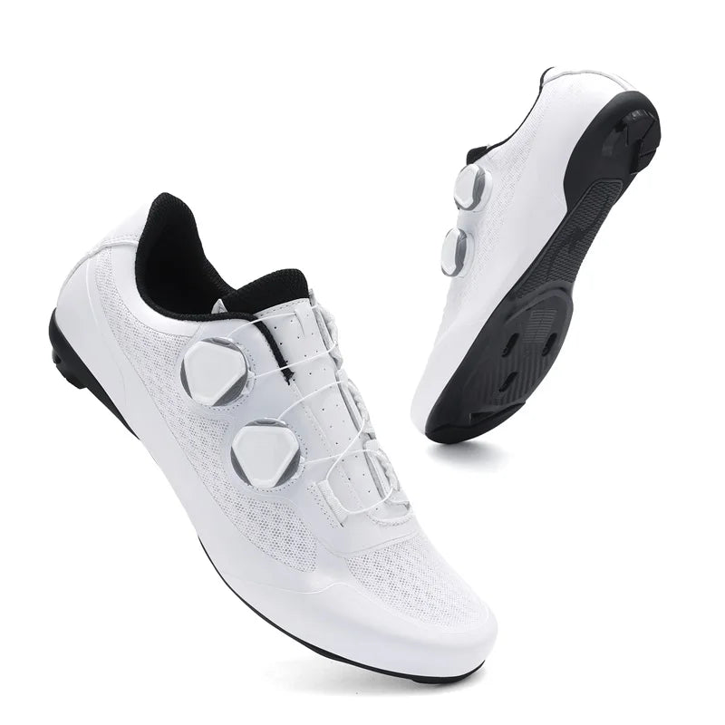 Zapatillas de ciclismo de velocidad para hombre, zapatillas de ciclismo de carretera, zapatillas con calas, zapatillas SPD, zapatillas de ciclismo para pedales planos, calzado de ciclismo para hombre, calzado para actividades al aire libre, color blanco