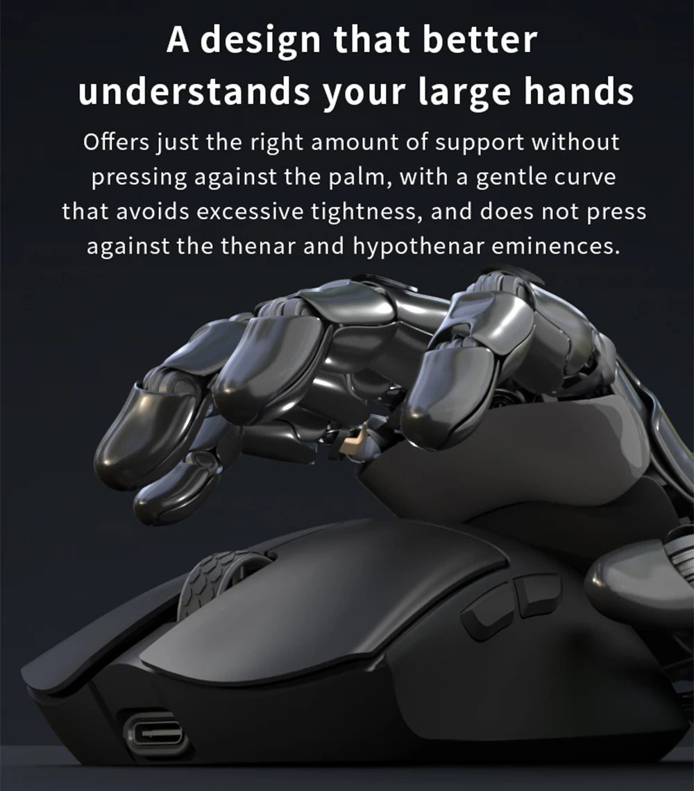 Mouse de gaming Darmoshark M3 V2 Double 8K, wireless, tri-mode, 26K DPI, senzor PAW3395, mouse macro pentru gaming, pentru mâini mari, computer, laptop și PC