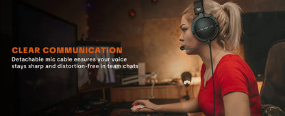 Auscultadores com Fios Over-Ear Talomen TOP W550X com Drivers de 50mm, Graves Profundos, Cabo Amovível e Microfone Integrado – Auscultadores para Gaming, DJ, Estúdio e Escritório