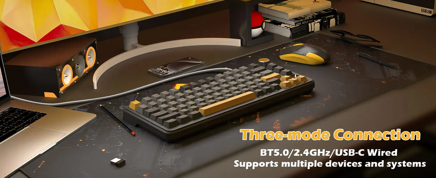 ATTACK SHARK X85 Pro 75% Mechanical Keyboard Wireless RGB Gaming Keyboard with Display Screen, Knob Control, Hot Swappable Gasket Mount, Bluetooth, 2.4GHz & Wired