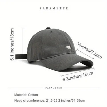 Stylish Bear Embroidered Baseball Cap Sun Protective Breathable Adjustable Ideal Casual Hat Men Women Unisex Baseball Cap