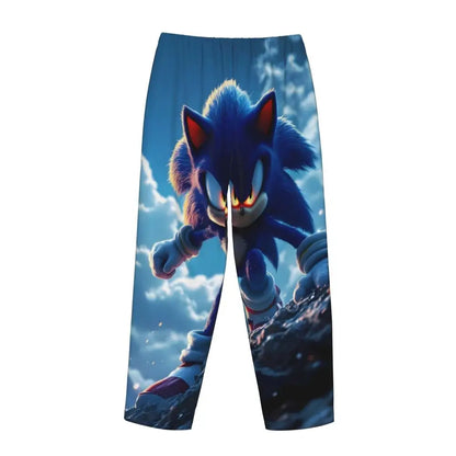 Custom Women Soniced Pajama Pants Printed Hedgehog Game Sleep Sleepwear Bottoms with Pockets