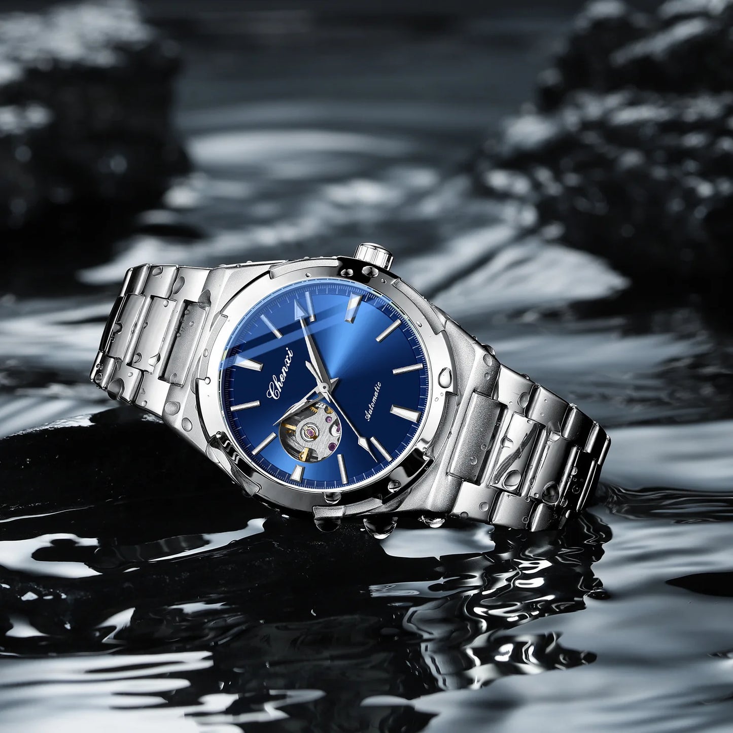 Men's Fully Automatic Mechanical New Trend Steel Strip Business Hollow Waterproof Male Fashion Wristwatches High End Gifts