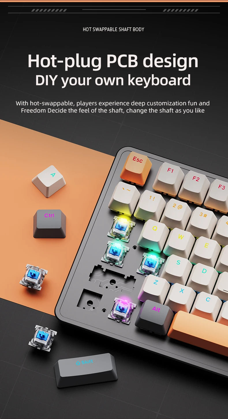 APAYADO 75% Mechanical Keyboard Wired Gaming Keyboard with Media Knob, Hot-Swappable RGB Backlit 82-Key Mechanical Keyboard for PC & Laptop