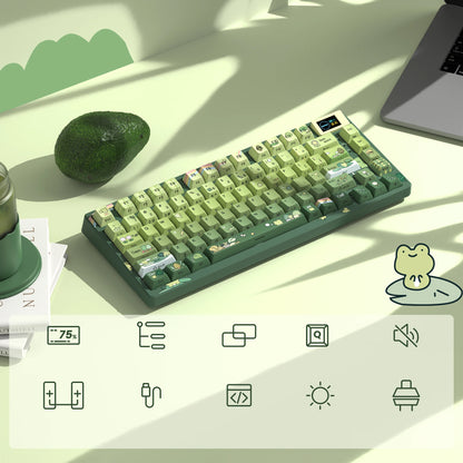 Womier SK80 Green 75% Keyboard with Color OLED Display Mechanical Gaming Keyboard Gasket Mounted RGB Hot Swap Custom Keyboard