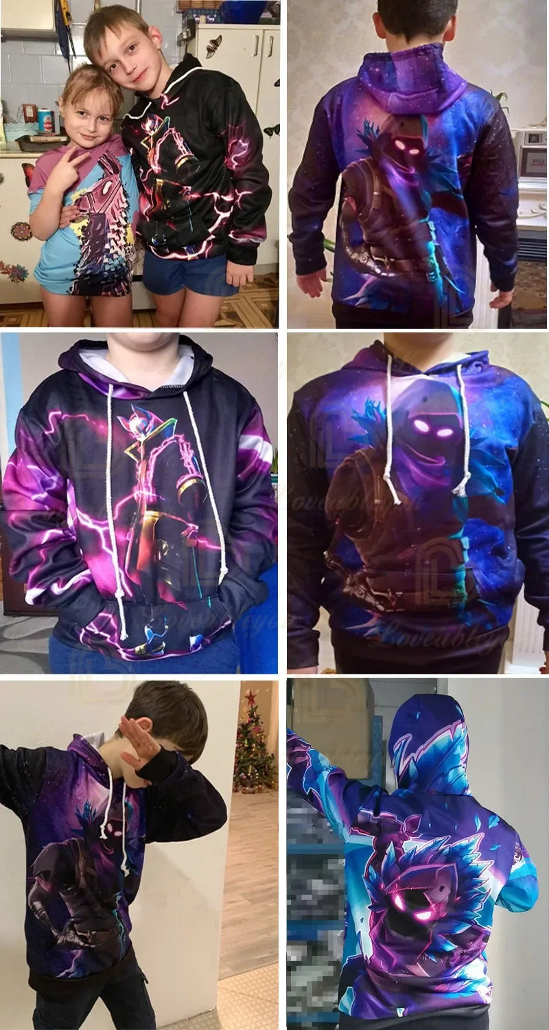 Fortnite Kids Sweatshirt Victory Royale 3D Printed Hoodies for Men, Women, and Children, Game Hooded Streetwear Pullover, Perfect Birthday Gift