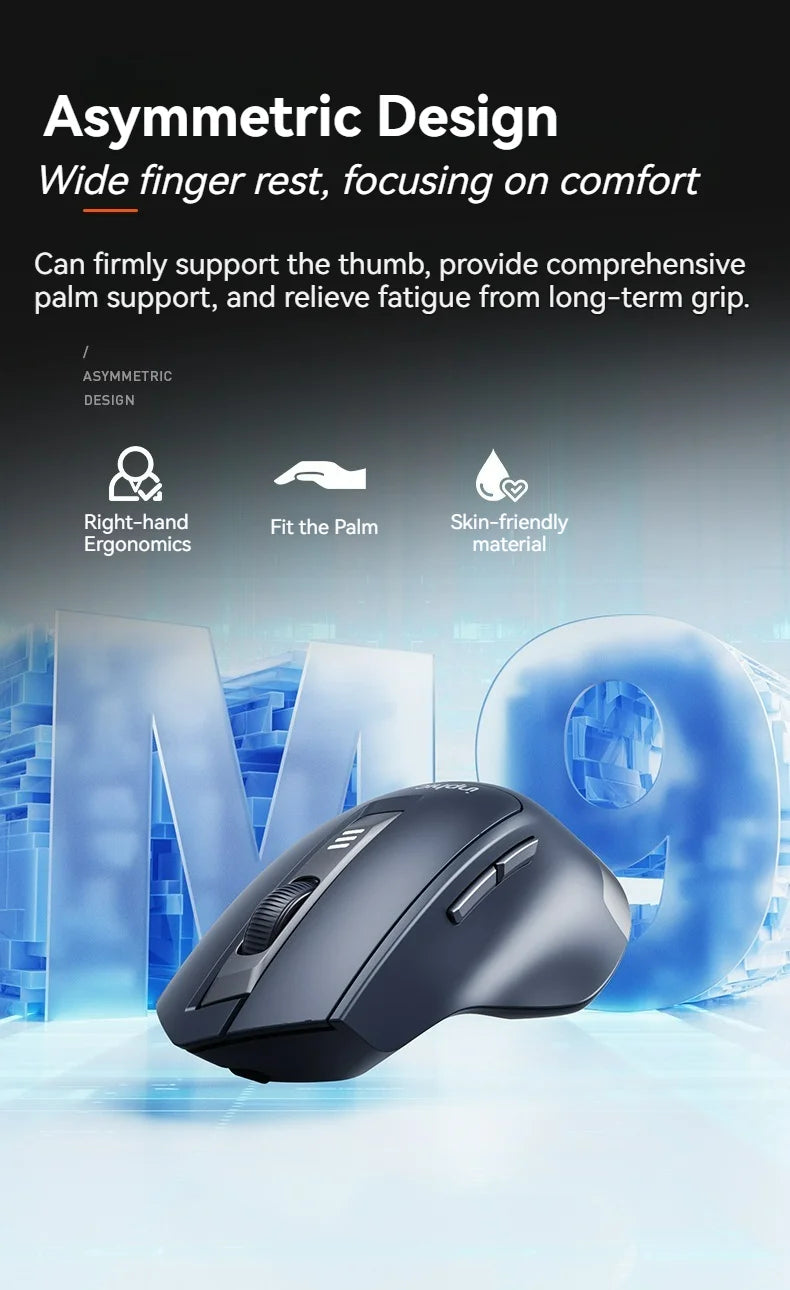 Ratón inalámbrico Inphic M9 con receptor USB 2.4G, recargable Type-C, botón silencioso, visualización de energía, ergonómico para oficina, universal