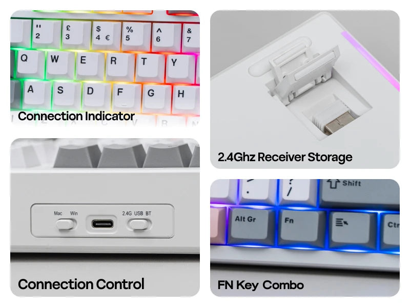 ISO-UK Layout EPOMAKER TH87 TKL Layout Wired/BT/2.4Ghz Wireless NKRO Mechanical Keyboard with 10000mAh Battery & RGB Light