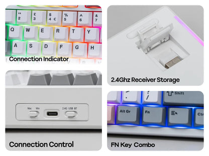 ISO-UK Layout EPOMAKER TH87 TKL Layout Wired/BT/2.4Ghz Wireless NKRO Mechanical Keyboard with 10000mAh Battery & RGB Light