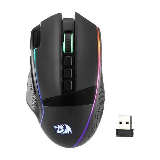 Mouse de gaming wireless Redragon M991, 26000 DPI, 3 moduri, 9 butoane macro, iluminare RGB, negru