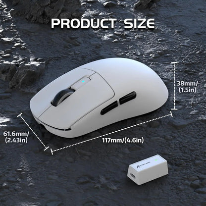 Mouse gaming wireless leggero Attack Shark R6, mouse per computer con sensore PAW 3950Max e Nordic 52480, polling 8KHz
