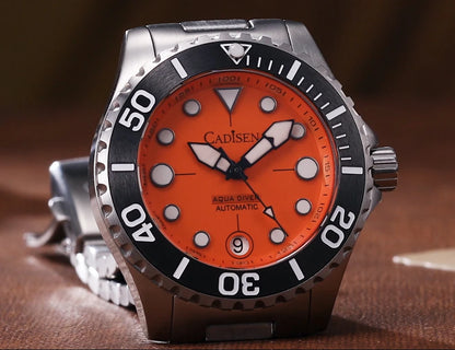 NEW 2026 CADISEN AQUA DIVER Brand Luxury Men Watches Automatic Watch Japan 8215 100M Waterproof Luminous Mechanical Wristwatch