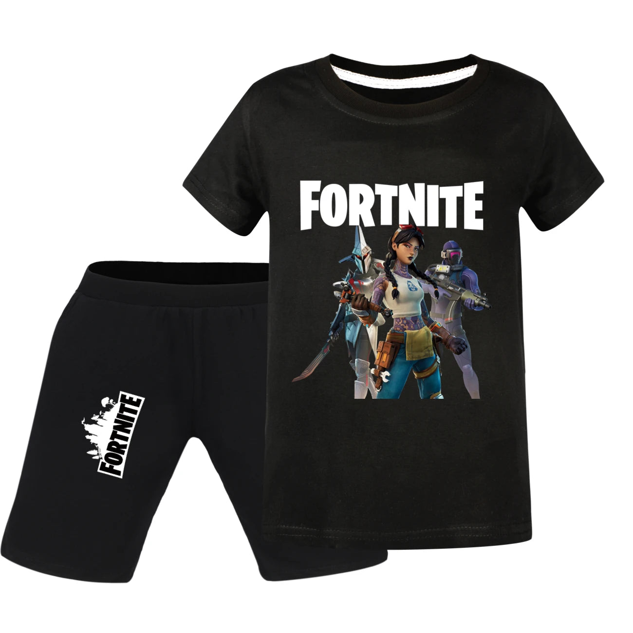 Fortnite Summer Kids Cartoon T-shirts Shorts Two-piece Set Baby Boys Tracksuit Girls Outfits 505
