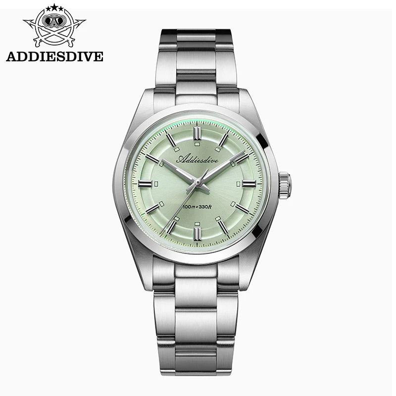 ADDIESDIVE – luksuzni analogni muški sat, kvarcni mehanizam VH31, zakrivljeno staklo, vodootporan do 10 bara, luminescentni premaz BGW9, čelično kućište – prilagodljivi model AD2515